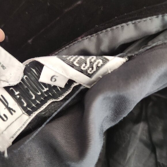 Vtg 80s Witchcore Black Velvet Dress 6 Drop Waist Ruffle Skirt Witchy Grunge - Picture 10 of 16